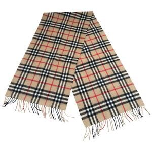 Burberrys of London Cashmere Scarf Beige Classic Nova Check 52” Long x 12” Wide